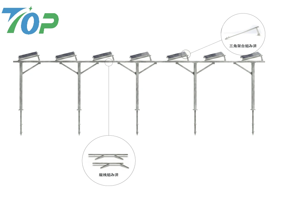 営農用の縦桟と三角架台組み済