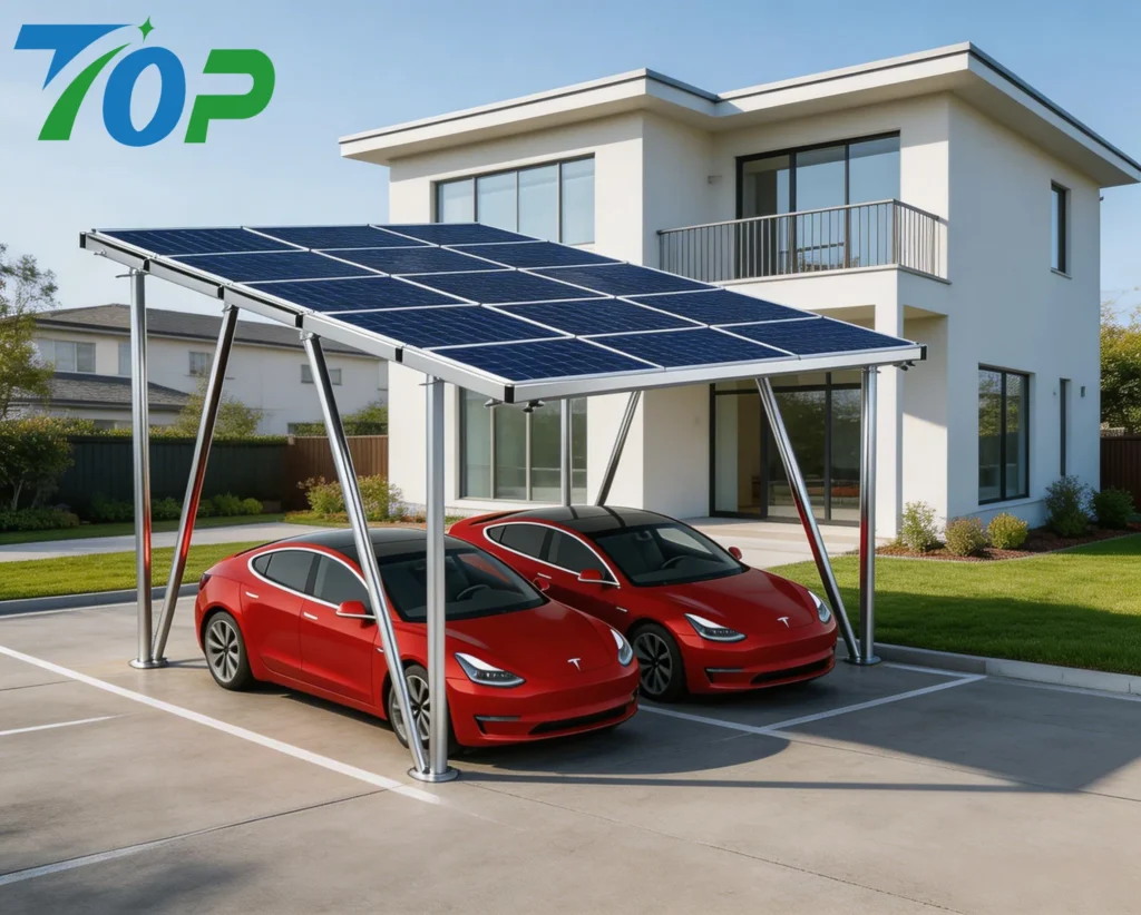 ソーラーカーポート 2台用 アルミカーポート Ⅰ - 住宅と調和するスタイリッシュな外観