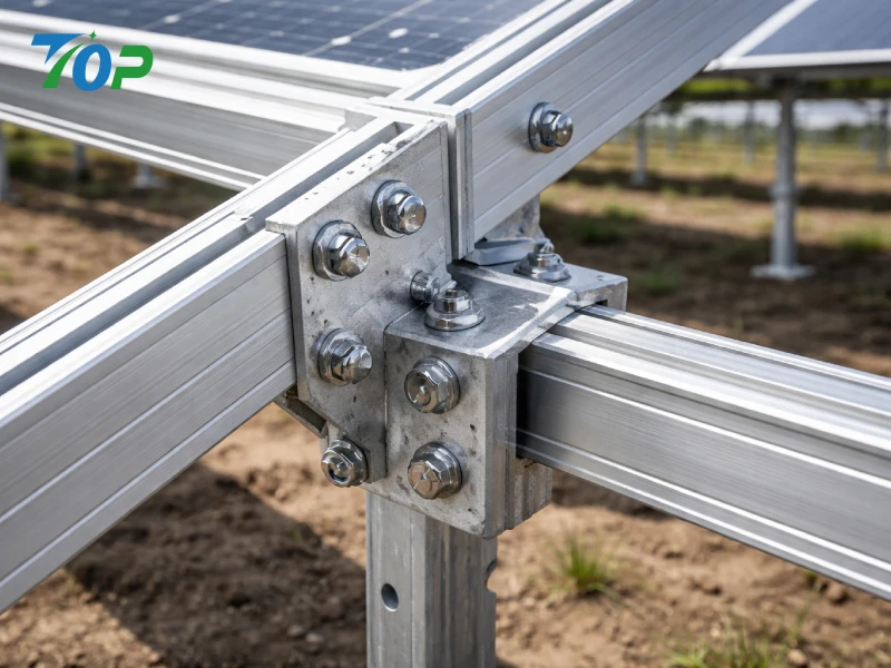 基礎不要の可搬型ソーラー架台構造ディテール（AL6005-T5アルミフレーム）