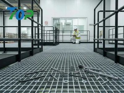 JIS準拠スチールグレーチング(キャットウォーク対応) 細目ファインメッシュ スチールグレーチング 落下防止仕様