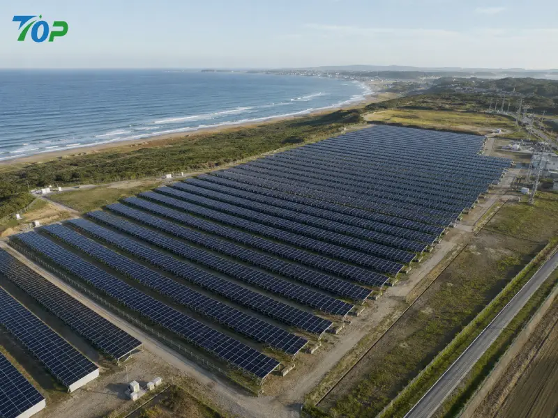 Kanto coastal utility-scale solar farm with high wind resistant mounting system designed for typhoon regions