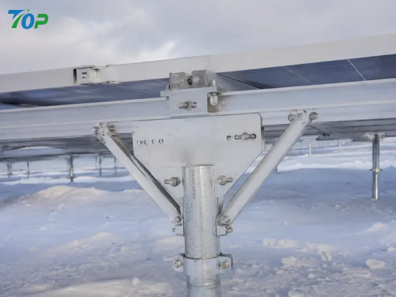 HDG鋼製支柱とアルミニウム製ガイドレールの接合部、積雪荷重および風荷重に対する耐力