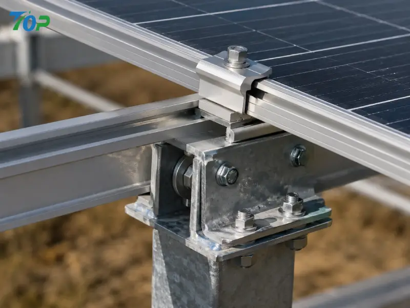 Solar mounting rail and clamp connection engineered for high wind load resistance